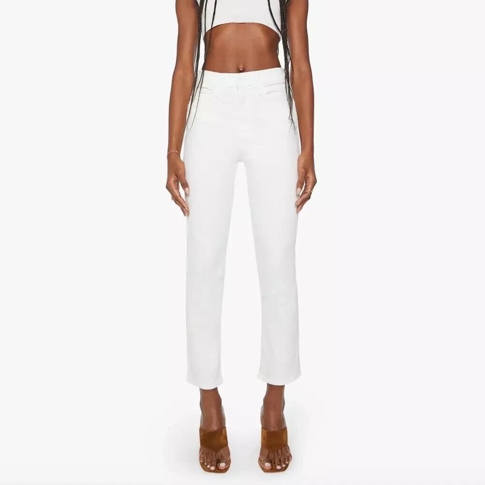 Mother High Waisted Rider Ankle Jeans Fairest Of Them All 25‎ White Straight Leg